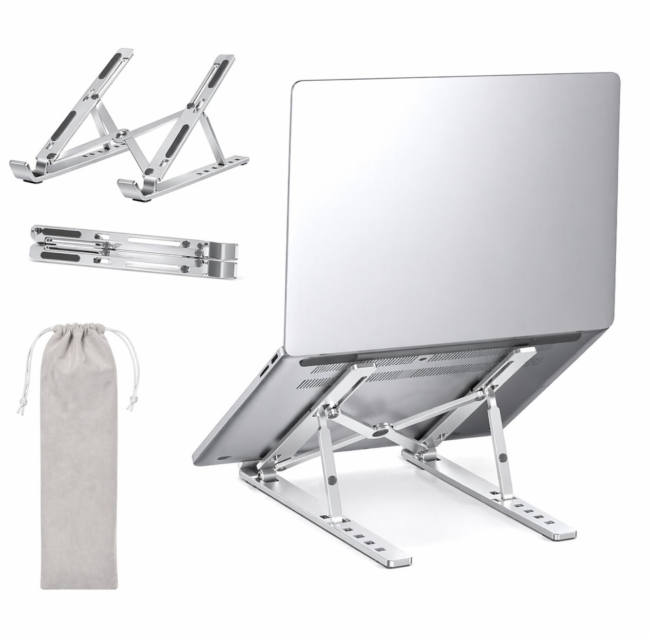 Adjustable Laptop Stand | Ergonomic Aluminum Riser | Portable & Foldable Design