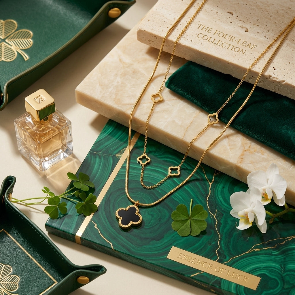 Layered Clover Gold Necklace | Lucky Charm Jewelry | Anti-Tarnish | Minimalist Boho | Perfect Gift for Women & Girls