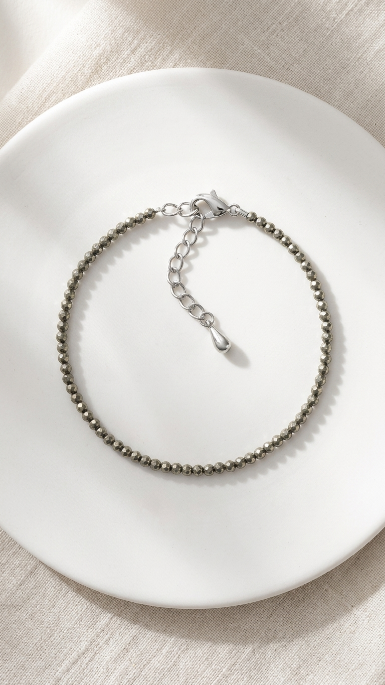 Raw Pyrite Anklet | Money Magnet Payal | Wealth & Protection | Certified Crystal
