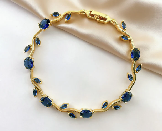 Tulip Bracelet for Women & Girls | Pink Stone Flower Bracelet Silver-Golden Plated Chain | Fashion Jewelry