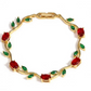Tulip Bracelet for Women & Girls | Pink Stone Flower Bracelet Silver-Golden Plated Chain | Fashion Jewelry