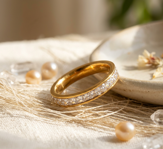 Diamond Ring | Elegant Solitaire Style | Everyday Luxury | Sterling Golden  Finish