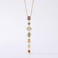 Chunky Spectrum CZ Pendant Necklace | 7 Stone Rainbow Pendant | Anti-Tarnish Gold Plated