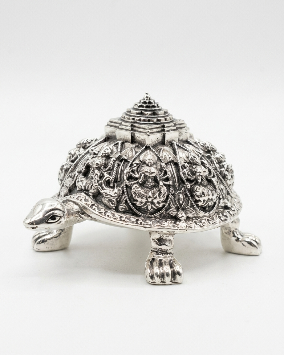 Silver Tortoise Statue | Kurma Avatar Vishnu | Pure Silver | Vastu Feng Shui | Home Decor Gift