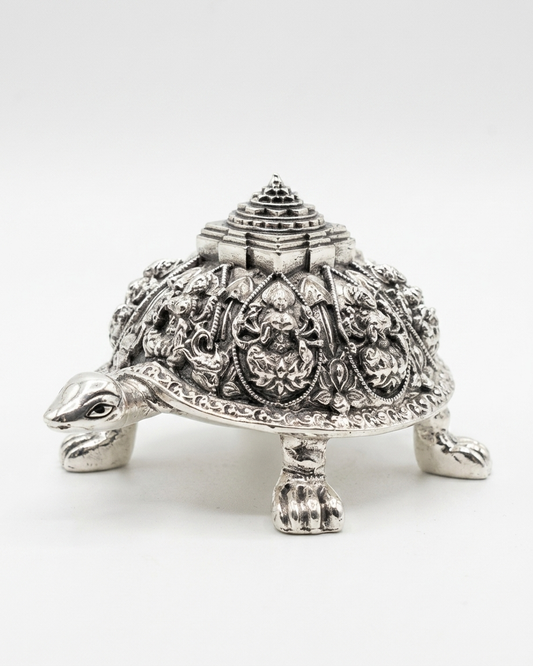 Silver Tortoise Statue | Kurma Avatar Vishnu | Pure Silver | Vastu Feng Shui | Home Decor Gift