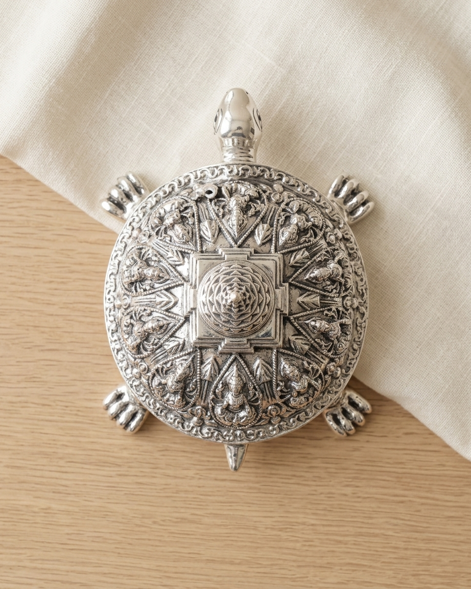 Silver Tortoise Statue | Kurma Avatar Vishnu | Pure Silver | Vastu Feng Shui | Home Decor Gift