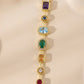 Chunky Spectrum CZ Pendant Necklace | 7 Stone Rainbow Pendant | Anti-Tarnish Gold Plated
