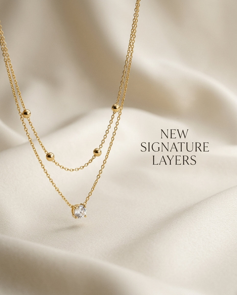 Layered Gold Necklace Set for Women | Chain Necklace with Crystal Pendant