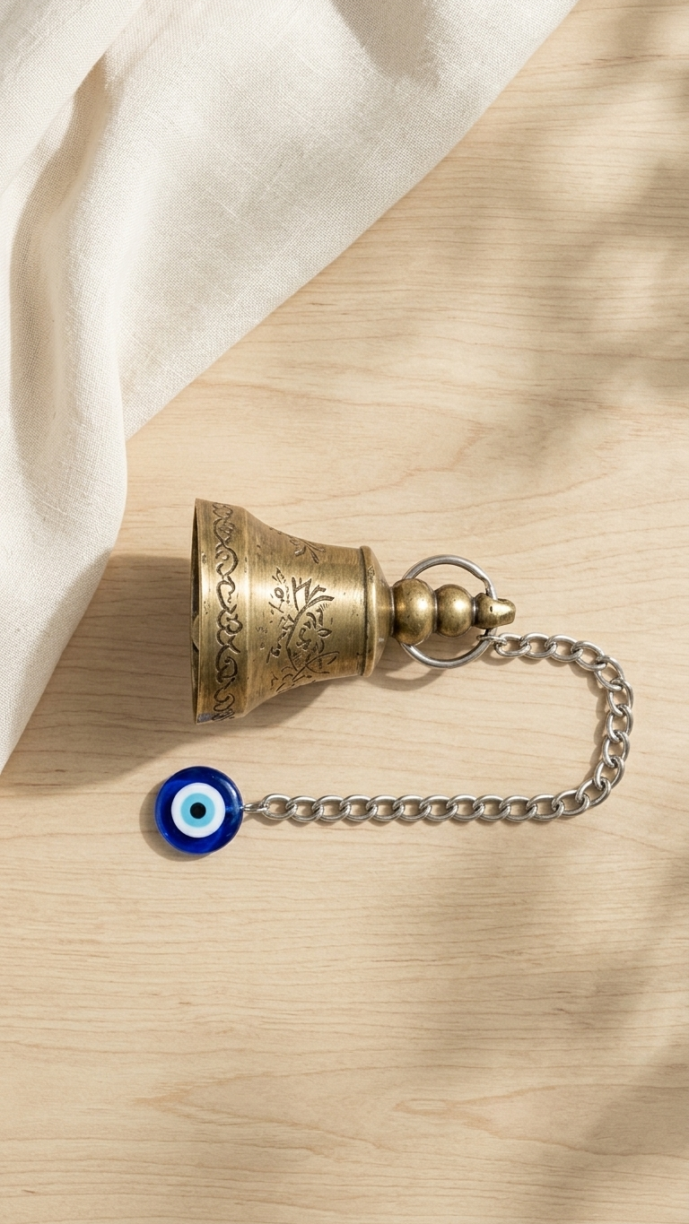 Guardian Bell | Evil Eye Protection | Nazar Raksha | Antique Brass Charm