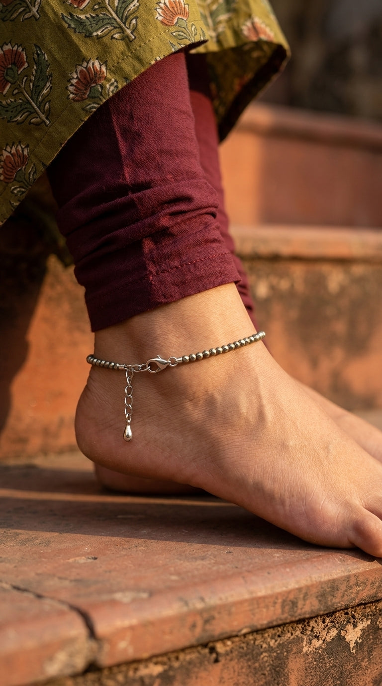 Raw Pyrite Anklet | Money Magnet Payal | Wealth & Protection | Certified Crystal