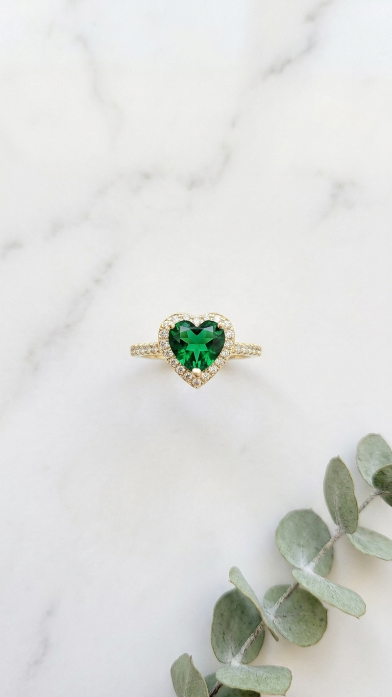 Emerald Heart Ring | Love & Healing Stone | Dainty & Elegant | Gift for Her