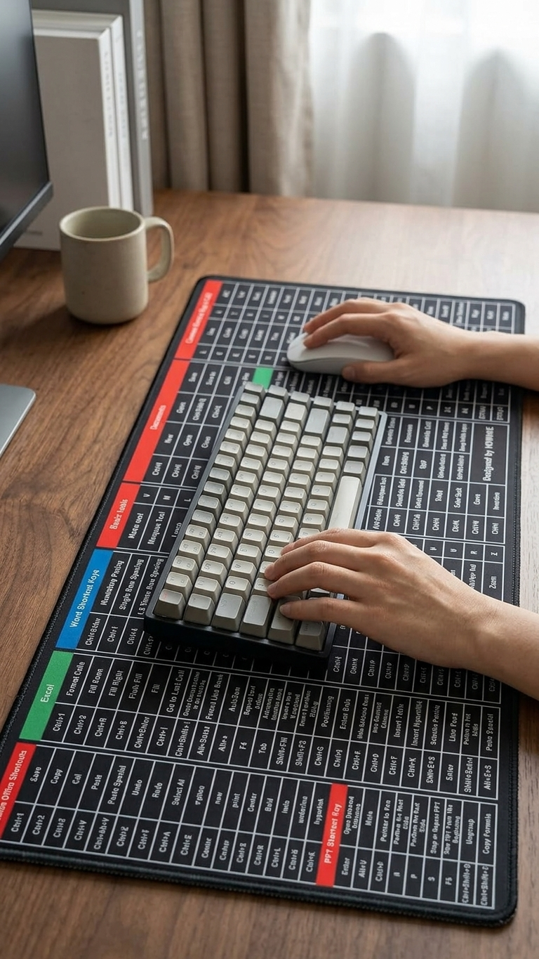 Master Shortcut Keyboard Mat | 100+ Office & Excel Keys | Anti-Slip Desk Pad