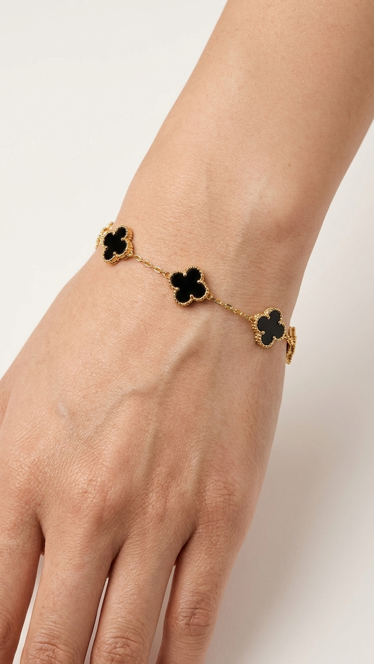 Four Leaf Clover Bracelet | Gold Plated Lucky Charm Bracelet for Women | Black Clover Anti Tarnish Jewelry