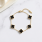 Four Leaf Clover Bracelet | Gold Plated Lucky Charm Bracelet for Women | Black Clover Anti Tarnish Jewelry