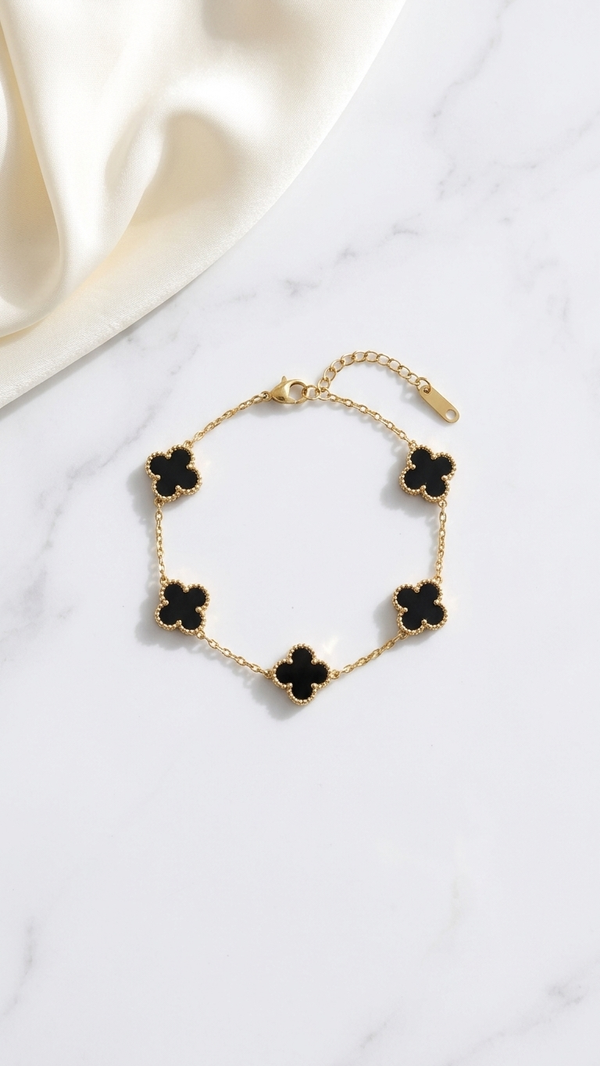 Four Leaf Clover Bracelet | Gold Plated Lucky Charm Bracelet for Women | Black Clover Anti Tarnish Jewelry